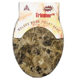 6 Pieces Elongated Bronze Marble Grain Toilet Seat - Bathroom Accessories