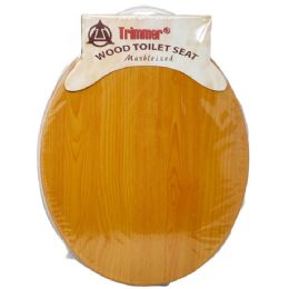 6 Pieces MDF Solid Molded Wood Toilet Seat - Light Wood Grain Finish - Bathroom Accessories