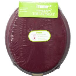 6 Pieces Solid Soft Heavy-Duty Toilet Seat with Plastic Hinges - Burgundy - Bathroom Accessories