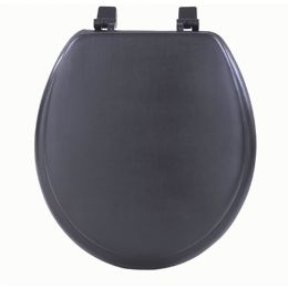 6 Pieces Solid Soft Heavy-Duty Toilet Seat with Plastic Hinges - Black - Bathroom Accessories