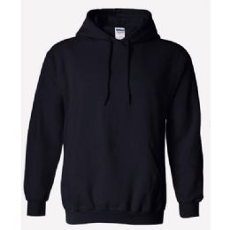 12 Wholesale Blank Black Gildan Cotton Pull Over Hoody Fleece Lined