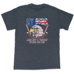 12 Wholesale "my Guns Are Not A Threat Unless You Are" T-Shirts - Dark Heather M/l/xl