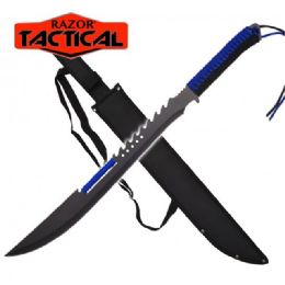 12 pieces Razor Tactical Machete With Sheath - Blue - Toy Weapons