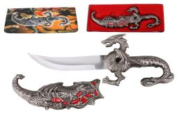 12 pieces 9 1/2? Fantasy Dragon Dagger With Gift Box (red Fitting) - Outdoor Recreation