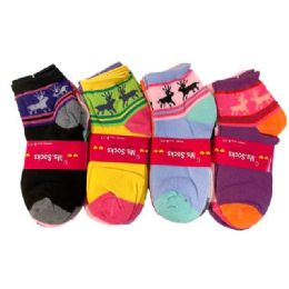 12 pieces Woman/girl's Socks - Reindeer - Girls Ankle Sock