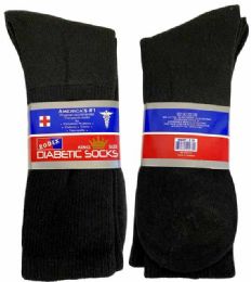 96 pieces Crew Diabetic Socks Black Color - Men's Diabetic Socks