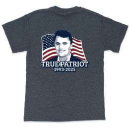 12 Wholesale Charlie Kirk "true Patriot" T-Shirts - Dark Heather M/l/xl