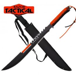 12 pieces Razor Tactical Machete With Sheath - Orange - Toy Weapons
