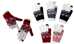 24 Pieces Snowflake Pattern Lady Winter Gloves - Conductive Texting Gloves