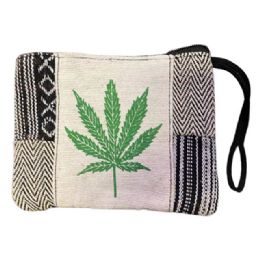 Nepal Handmade Clutch Bags - Green Marijuana Leaf