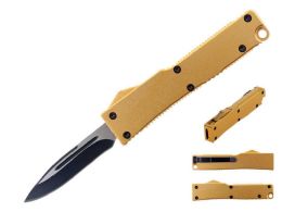 12 pieces 5.25-inch Anodized Aluminum Handle Mini Otf W/ Pocket Clip - Gold - Outdoor Recreation