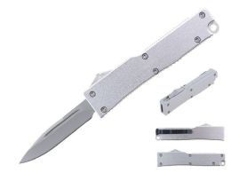 12 pieces 5.25-inch Anodized Aluminum Handle Mini Otf W/ Pocket Clip - Silver - Outdoor Recreation