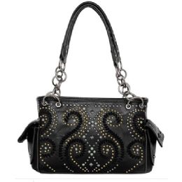 Montana West Whipstitch Collection Concealed Carry Satchel - Black