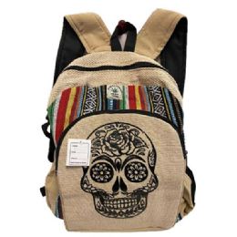 5 pieces Himalayan Hemp Nepal Handmade Backpacks - Sugar Skull - Backpacks 18" or Larger