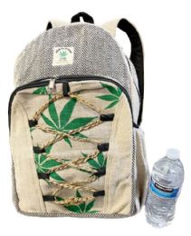 5 pieces Himalayan Hemp Nepal Handmade Backpacks - Marijuana Leaf - Backpacks 18" or Larger