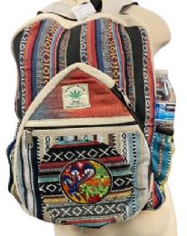 5 pieces Himalayan Hemp Nepal Handmade Backpacks - Yin Yang Mushroom/leaf Design - Backpacks 18" or Larger
