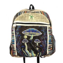 5 pieces of Himalayan Hemp Nepal Handmade Backpacks - Fox & Mushrooms