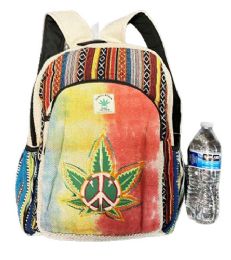 5 pieces of Himalayan Hemp Nepal Handmade Backpacks - Marijuana Leaf Peace Sign