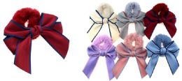 72 Pieces Solid Color Bow Scrunchies - Assorted - Hair Scrunchies
