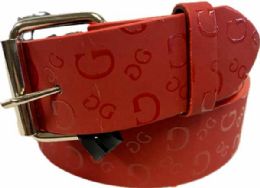 12 pieces G Style Fashion Belts - Red - Unisex Fashion Belts