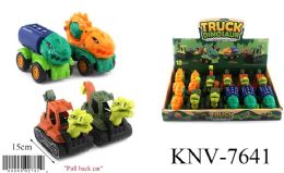 12 pieces Dinosaur Pull Back Car Display Box - Car, Planes, Trains & Bikes