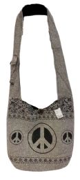 5 Pieces Nepal Handmade Crossbody Hobo Bags - Peace Sign - Draw String & Sling Packs