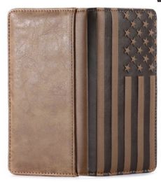 12 Pieces Patriotic Collection Men's Bifold Long Pu Leather Wallet - Card Holders and Address Books