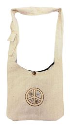 5 Pieces Nepal Handmade Hemp/cotton Hobo Bags - Peace Sign - Draw String & Sling Packs