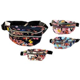 12 pieces Butterfly Pattern Waist Bag  - Assorted - Fanny Pack