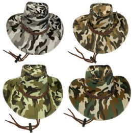 12 pieces Camo Style Cowboy Hats - Cowboy & Boonie Hat