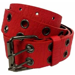 12 pieces Red 2-Hole Adult Size Belts - Unisex Fashion Belts