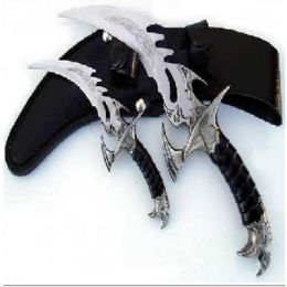 2 of 8.25-inch & 3.75-inch Set Of 2, Dbl Mini Dagger W/leather Sheath