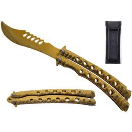 12 pieces 9-inch Butterfly Trainer With Safety Lock - Gold - Toy Weapons