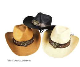 12 pieces Classic Woven Cowboy Hats With Metal Heart And Rhinestone - Cowboy & Boonie Hat