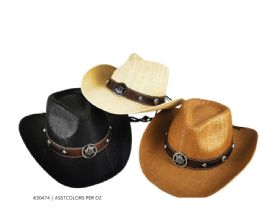 12 pieces Classic Woven Stunned Cowboy Hats - Cowboy & Boonie Hat