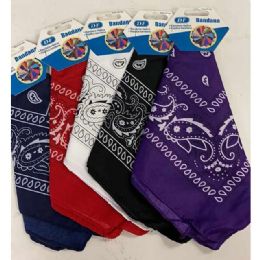 12 pieces Paisley Style Bandanas With Hanger - Assorted Colors - Bandanas