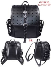 12 pieces Metal Skull Concealed Carry Backpack With Side Pockets - Leather Purses and Handbags