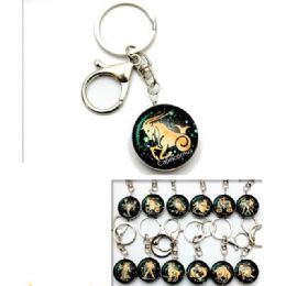 12 pieces Zodiac Sign Glass Keychains - Key Chains