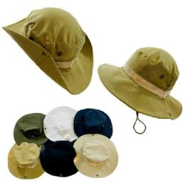 12 pieces Solid Color Floppy Boonie Hats With SnaP-Up Sides - Cowboy & Boonie Hat