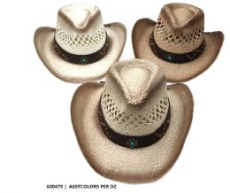 12 pieces Vintage Woven Cowboy Hats - Concho Flower Design - Cowboy & Boonie Hat