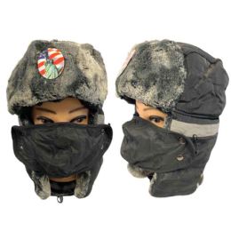12 Pieces Aviator Hat Fur Trim & Detachable Mask - Statue Of Liberty - Unisex Ski Masks