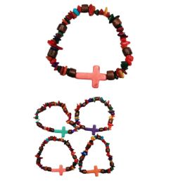 12 pieces Chipped Stone Cross Bracelets - Assorted - Bracelets