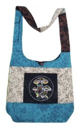 5 Pieces Nepal Handmade Cotton Sling Bags - Mushroom - Draw String & Sling Packs