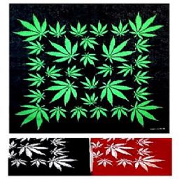 12 pieces Green Marijuana Leaf Bandanas - Bandanas