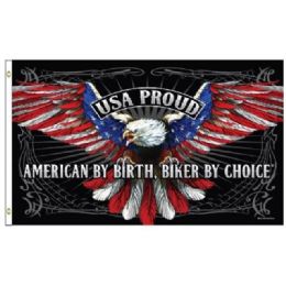 12 Pieces "american By Birth, Biker By Choice" Usa Eagle Flags - 3ft X 5ft - Flag