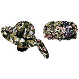 12 pieces Camo Usa Flag Summer Hunting & Fishing Boonie Hats With Neck Cover - Cowboy & Boonie Hat