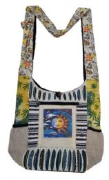 5 pieces Nepal Handmade/cotton Hemp Sling Pockets With Side Pockets - Sun & Moon Theme - Draw String & Sling Packs