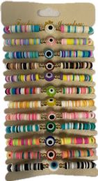 12 pieces Multicolor Evil Eye Bracelets - Assorted - Bracelets