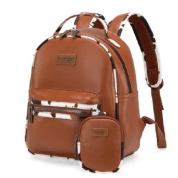12 pieces of Cow Print Trimmed Wrangler Backpack With Coin Pouch - Brown