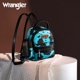 12 pieces of Wrangler Cow Print Mini Backpack With Coin Pouch - Turquoise